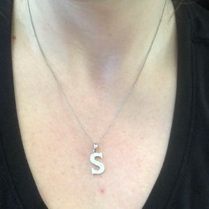 Silver chain initial S necklace